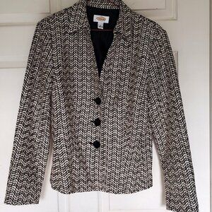Talbots Tan Brown & Black Ribbon Tweed Lined Button-Down Blazer Jacket 6